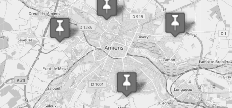 carte des points de collecte de cartouches à Amiens et dans la Somme